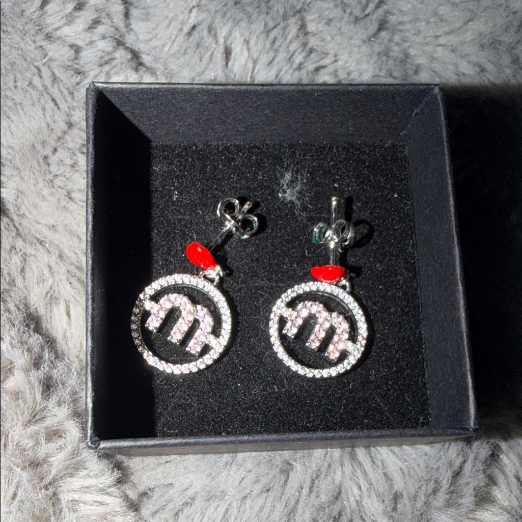 Preloved Miu Miu SilverRhinestones With Red Heart Excellent Condition 599$